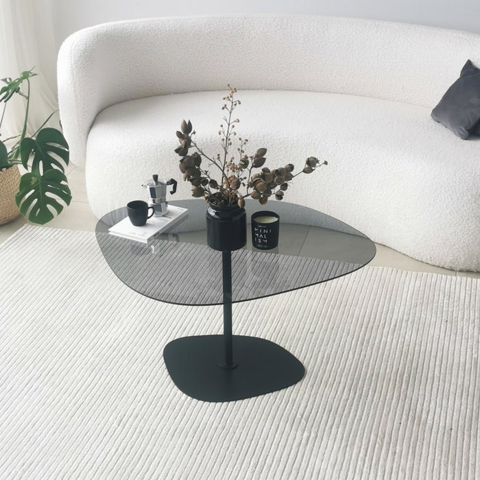 Hanah Home Soho Mesa de Centro de Cristal Templado Gris Oscuro y Negro